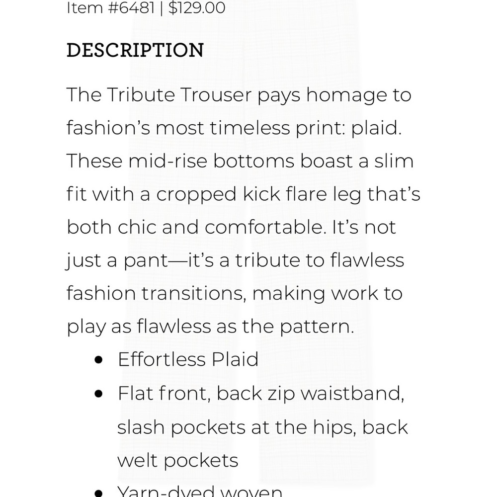 Cabi Tribute Plaid Trousers - Picture 6 of 8